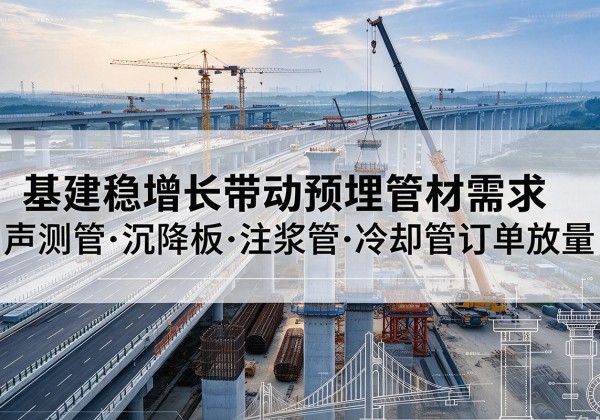 东胜基建稳增长带动预埋监测管材需求，声测管、沉降板、注浆管订单持续放量
